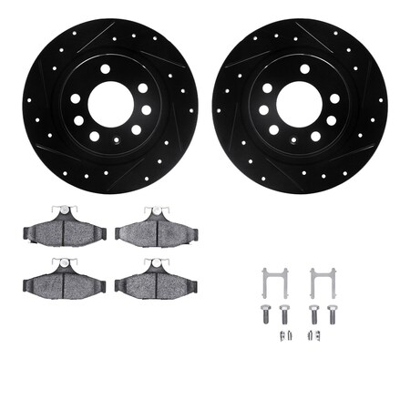 Dynamic Friction Co 8512-52043, Rotors-Drilled and Slotted-Black w/ 5000 Advanced Brake Pads incl. Hardware, Zinc Coated 8512-52043